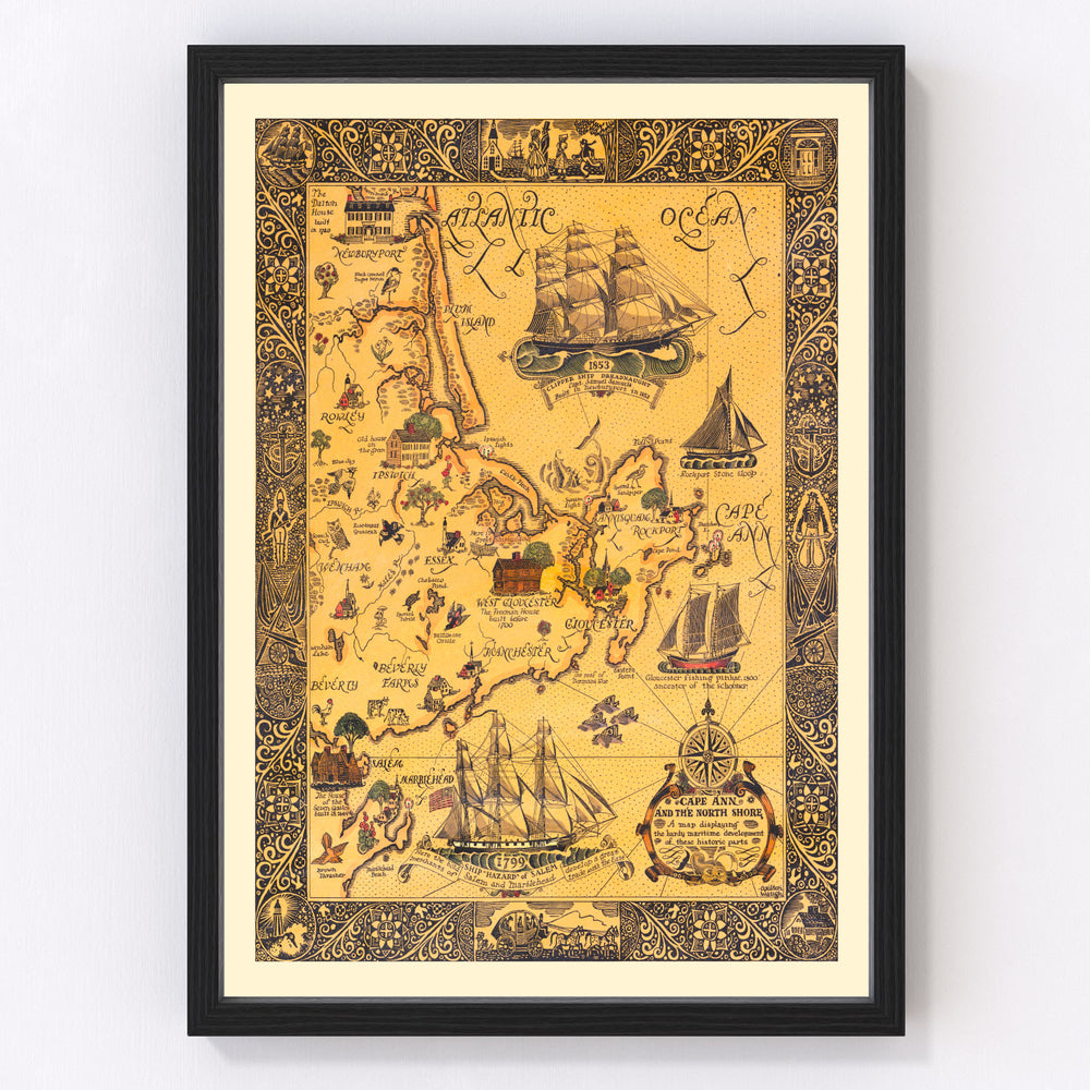 Cape Ann Vintage Map 1927