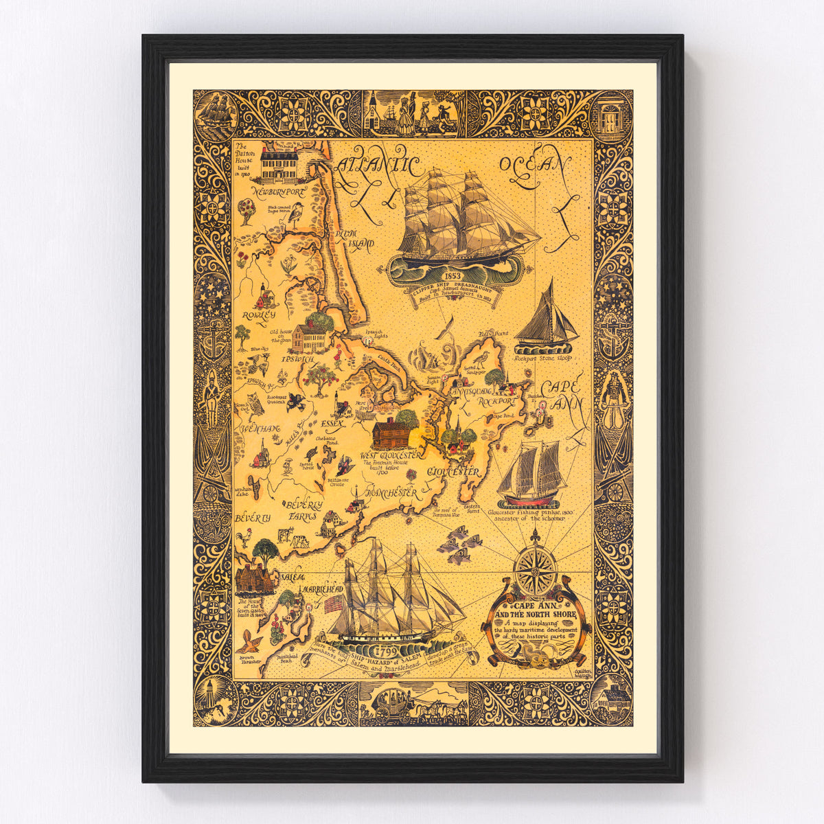 Cape Ann Vintage Map 1927
