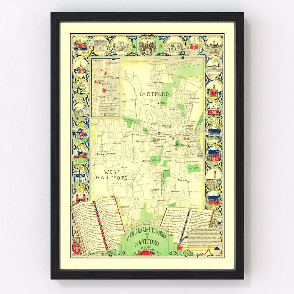 Hartford Vintage Map 1933