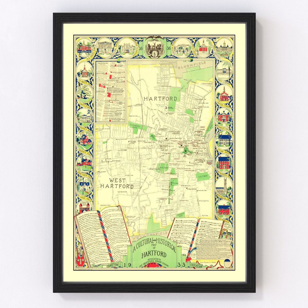 Hartford Vintage Map 1933