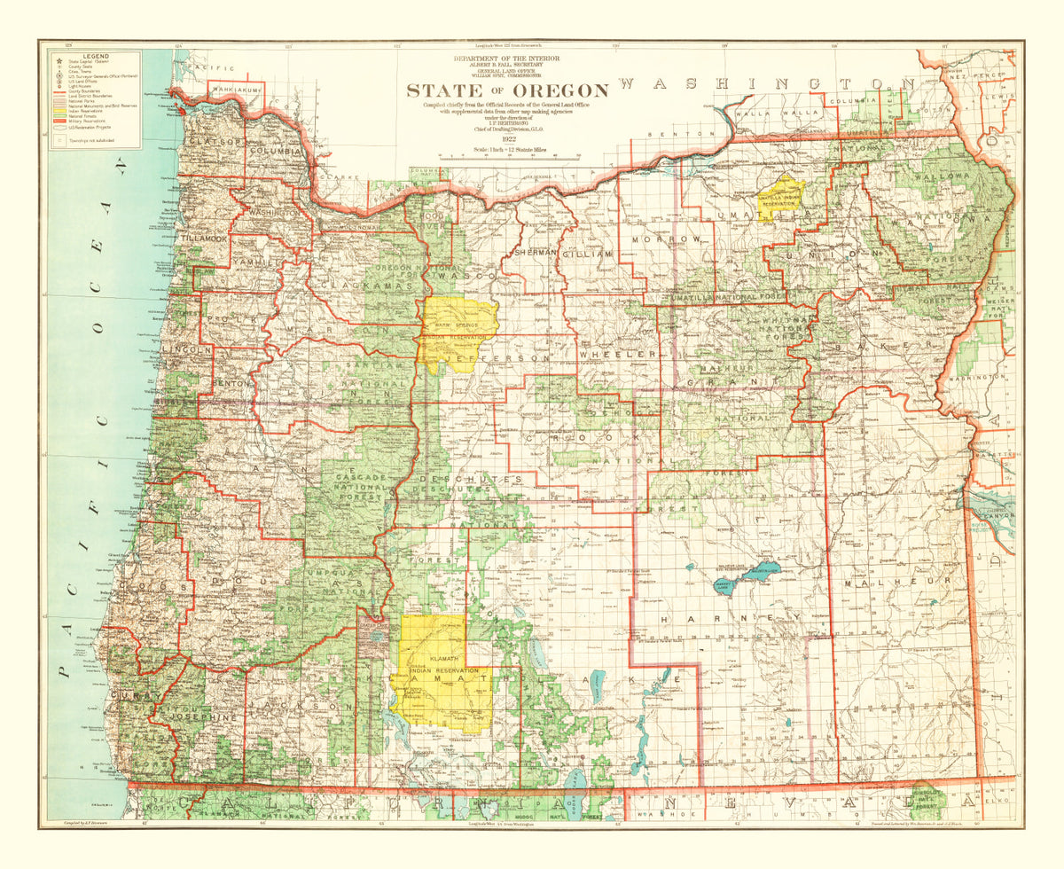 Preview of Vintage Map of Oregon 1922