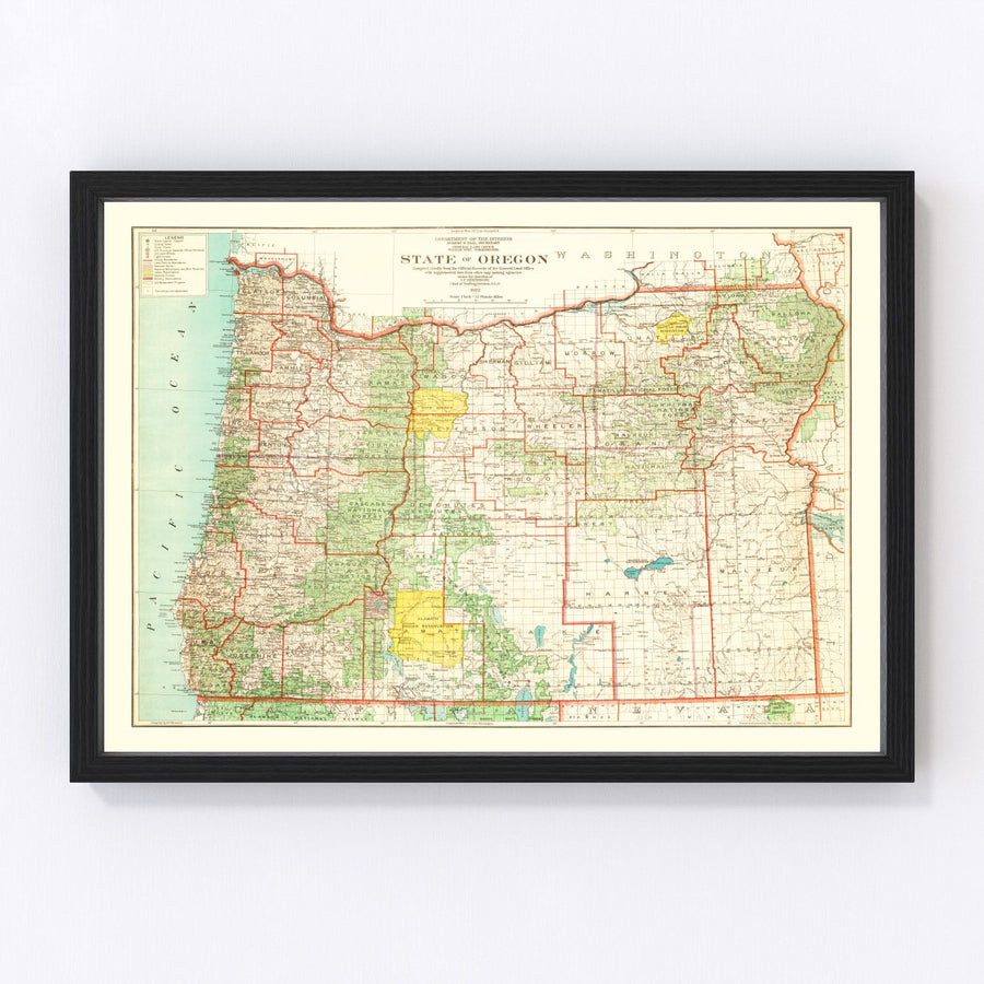 Vintage Map of Oregon 1922