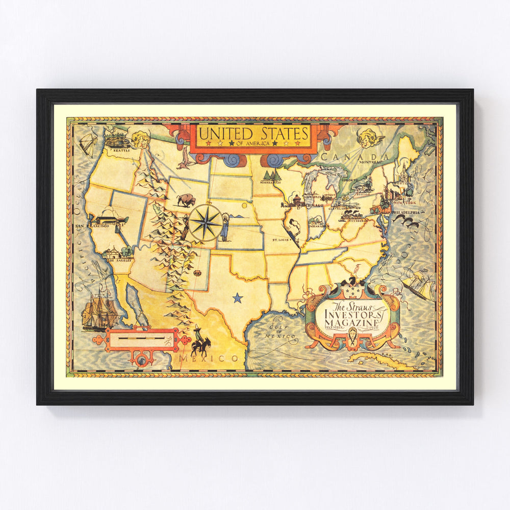 United States Vintage Map 1926