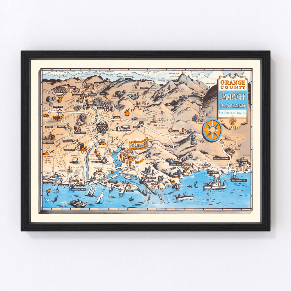 Orange County Jamboree Playland Vintage Map 1953