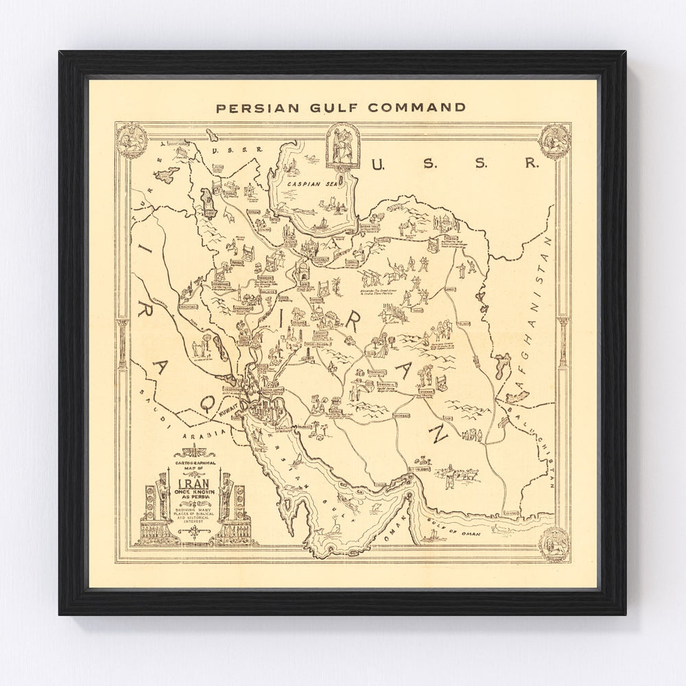 Iran Vintage Map 1944