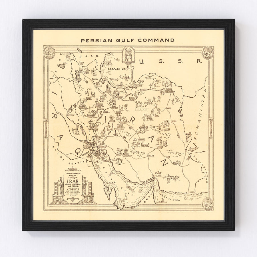 Vintage Map of Iran 1944
