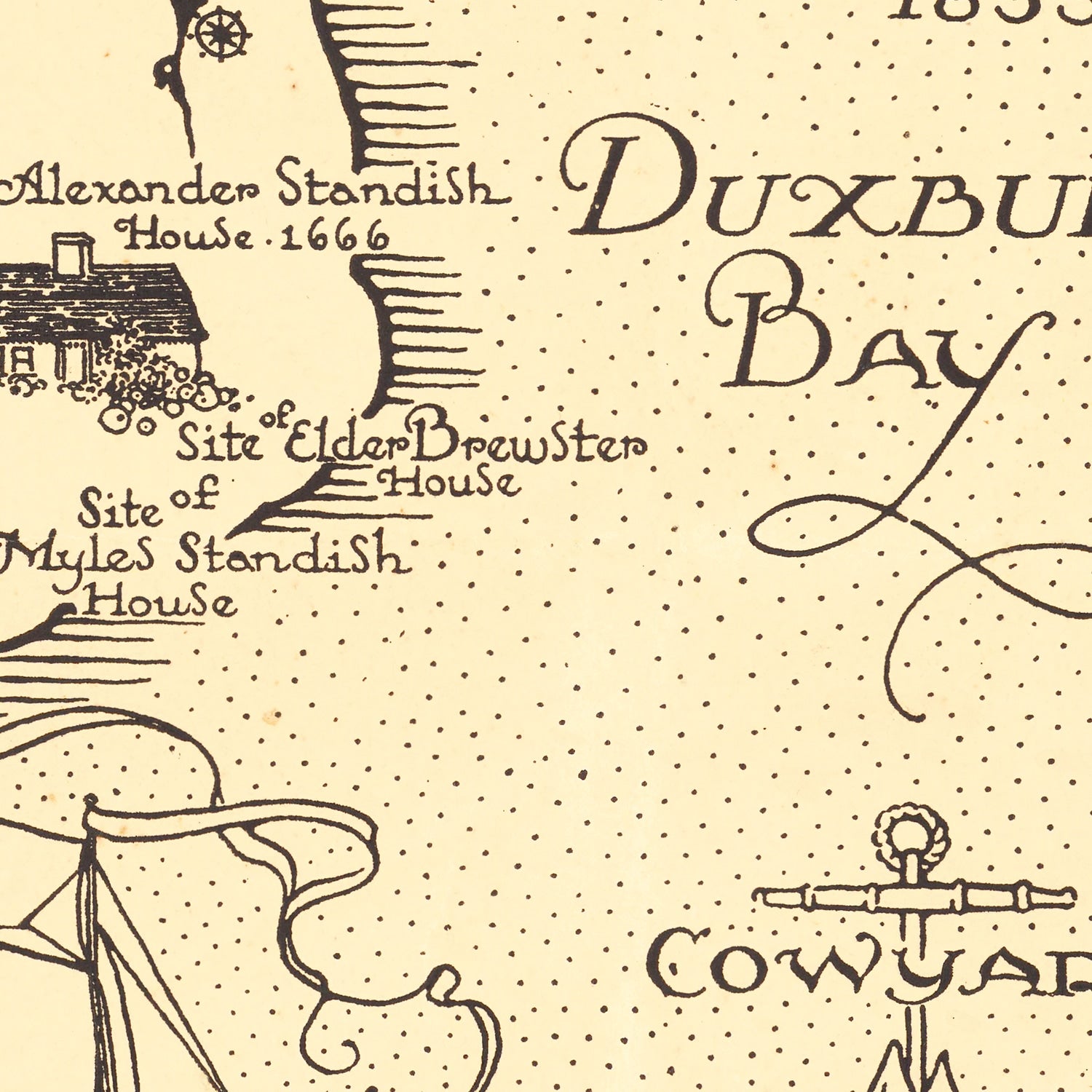 Restored historic details from the 1929 coastline map of Plymouth County, Massachusetts