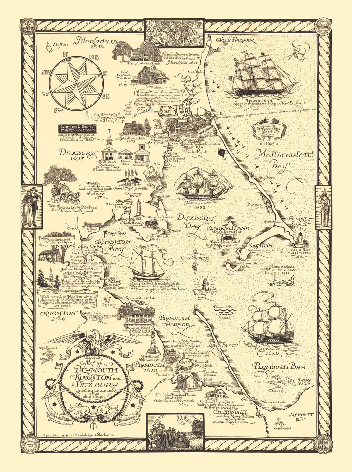 Preview of Vintage Map of Plymouth & Duxbury, 1929