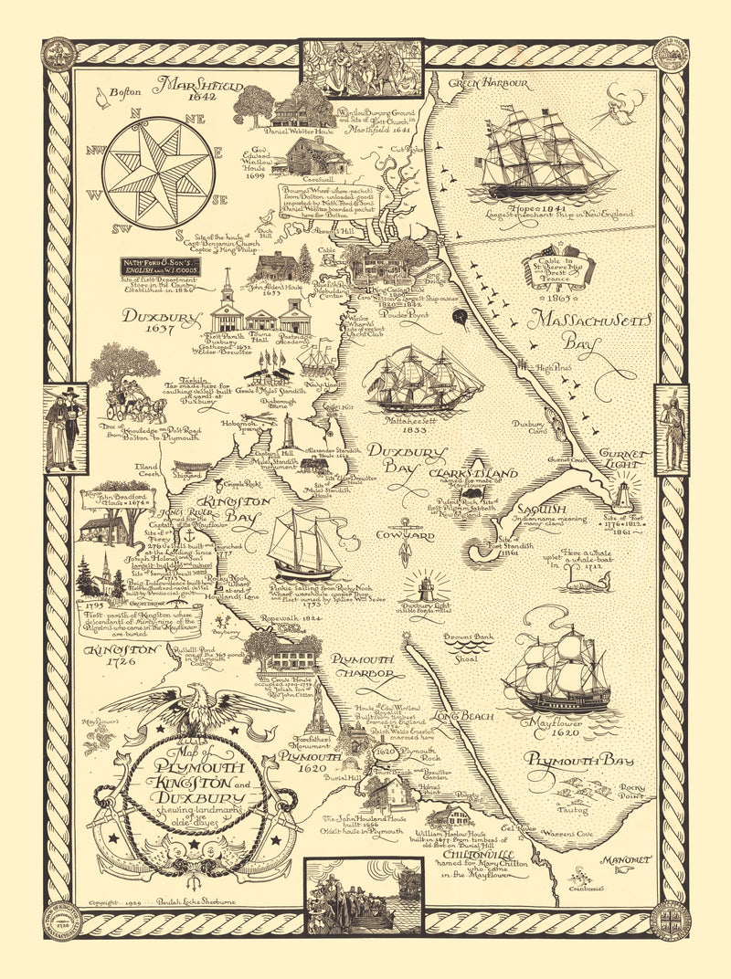 Size comparison using Vintage Map of Plymouth & Duxbury, 1929