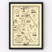 Plymouth, MA Vintage Map 1929