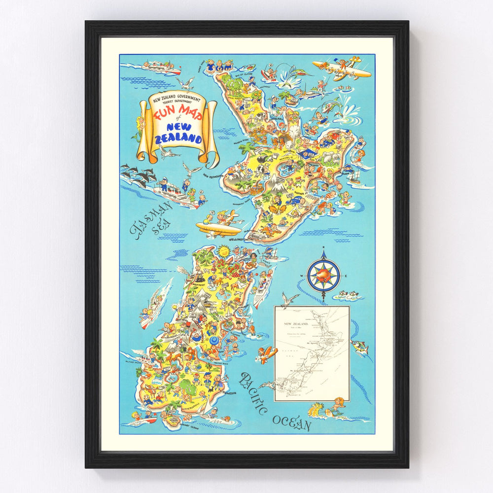 New Zealand Vintage Map 1938