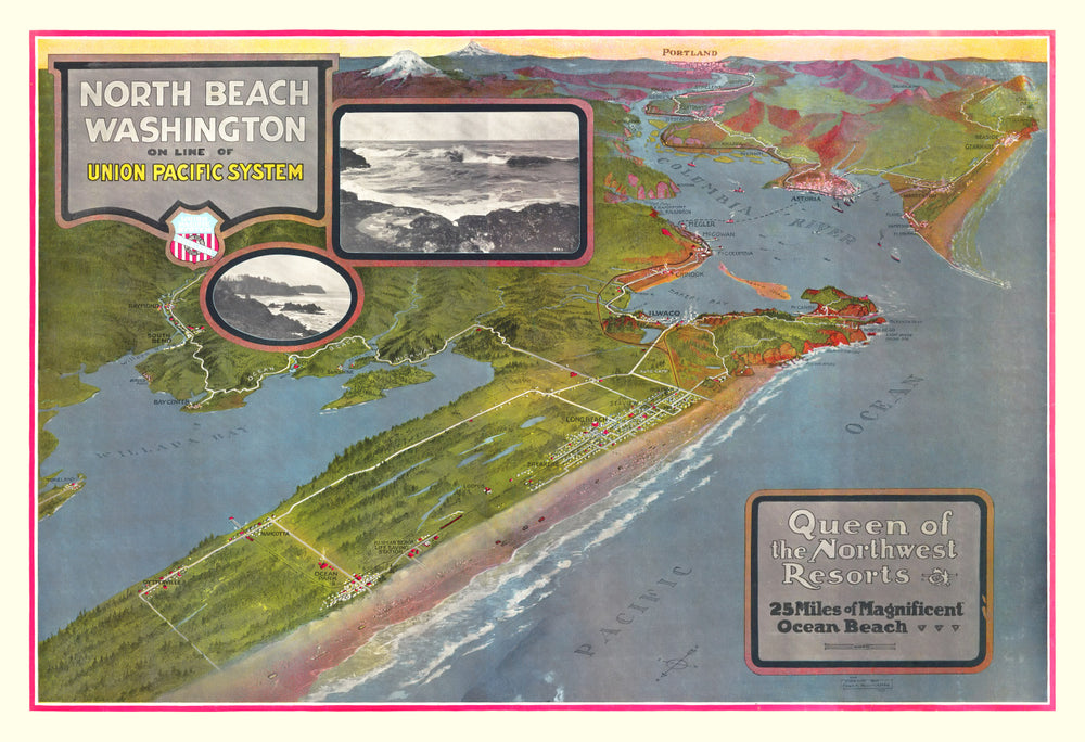 Vintage Map of North Beach Washington, 1918 print style example