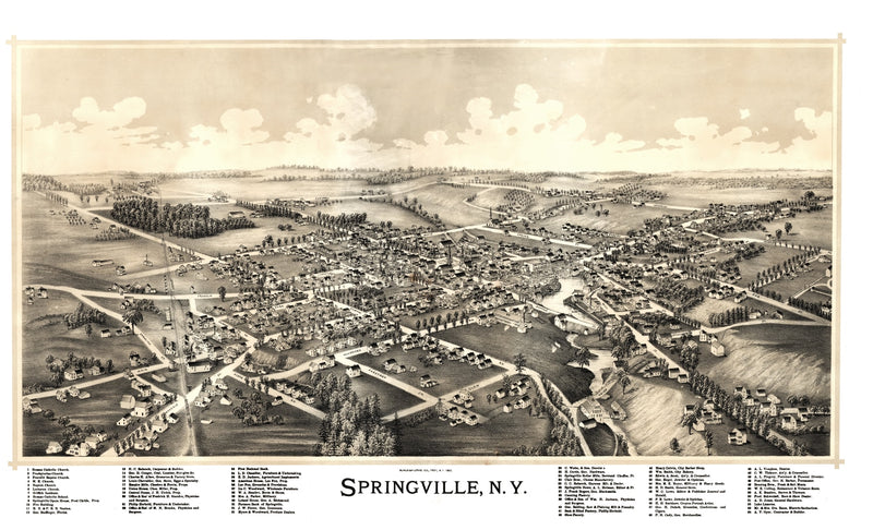 Size comparison using Vintage Map of Springville, New York 1892