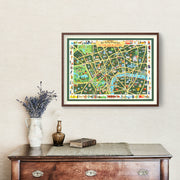 Vintage Map of London, England 1950