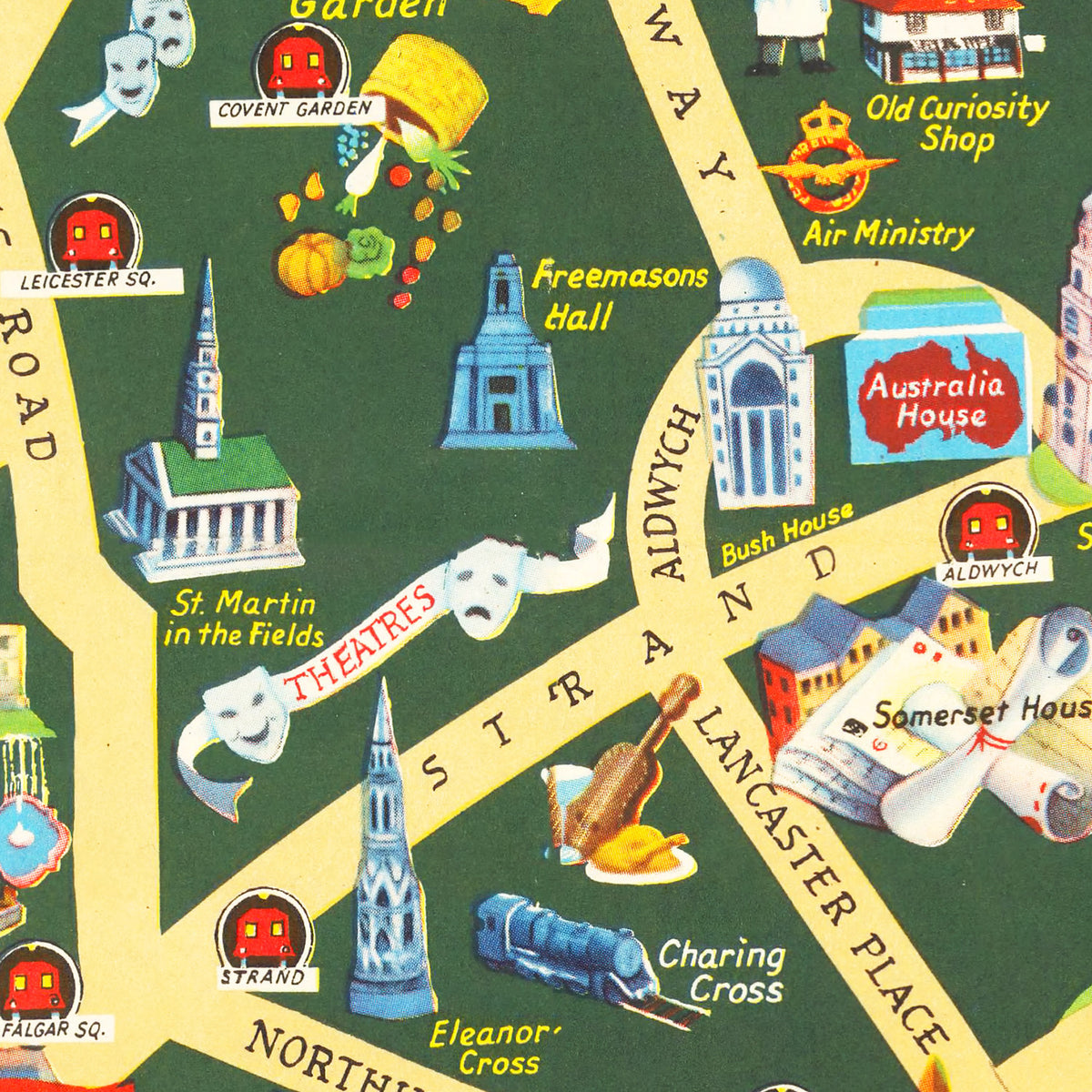 Restored historic details from the 1950 city map of London