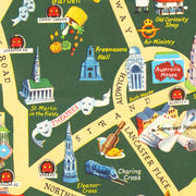Vintage Map of London, England 1950