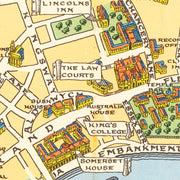 Vintage Children's Map of London, England 1938