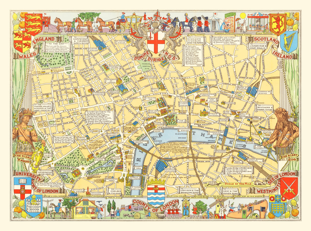 Preview of Vintage Children's Map of London, England 1938