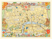 Vintage Children's Map of London, England 1938