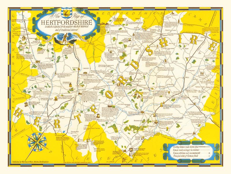 Size comparison using Vintage Map of Hartfordshire, United Kingdom 1950