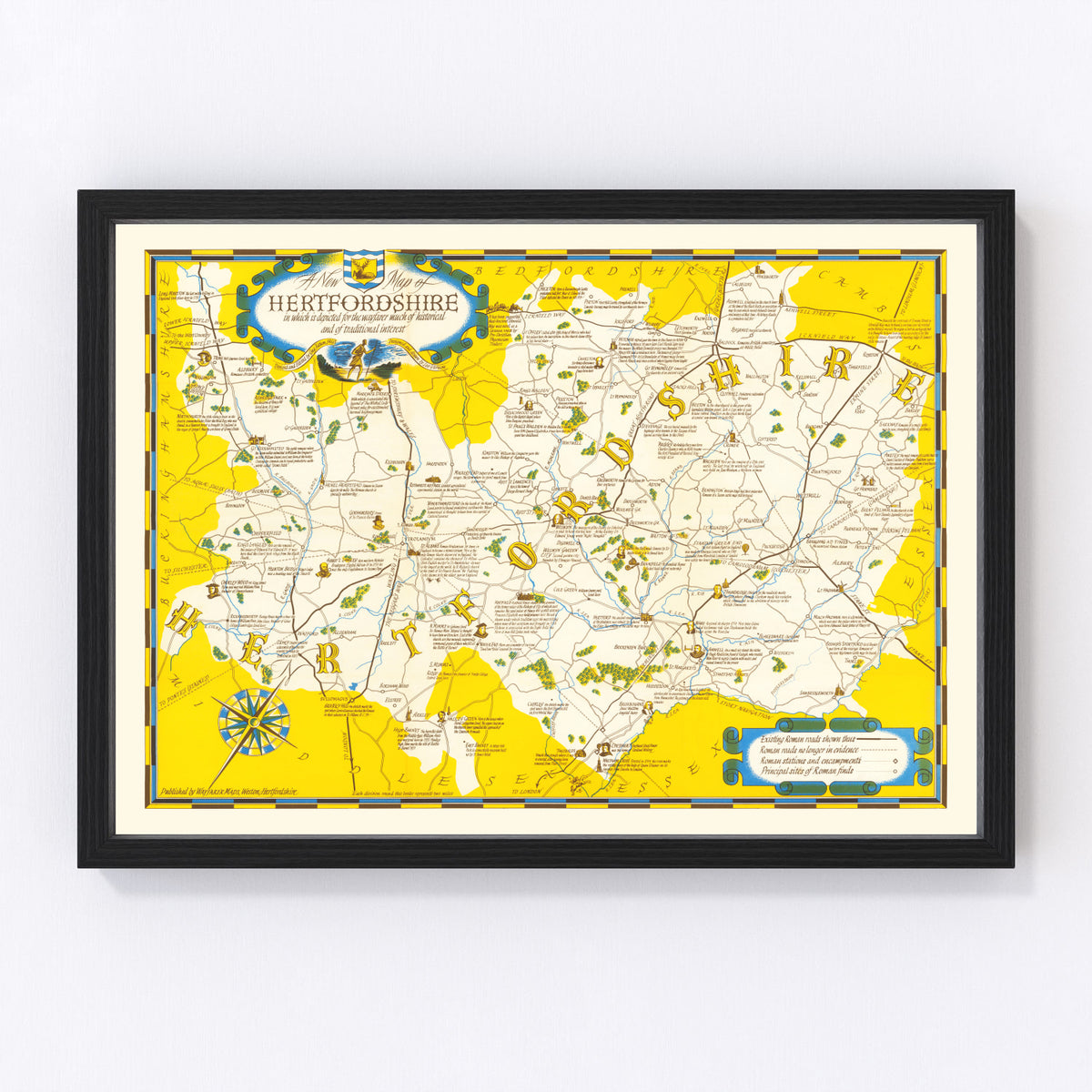 Hartfordshire Vintage Map 1950
