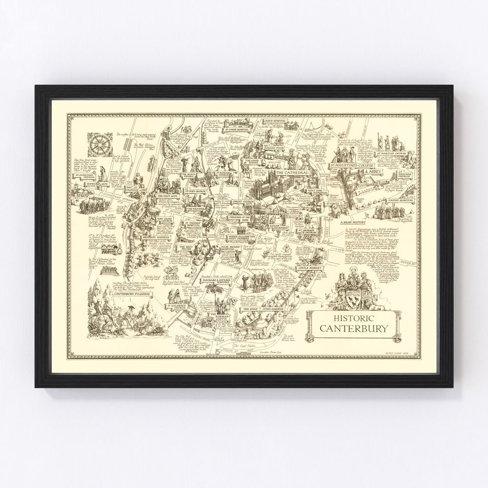 Canterbury Vintage Map 1952