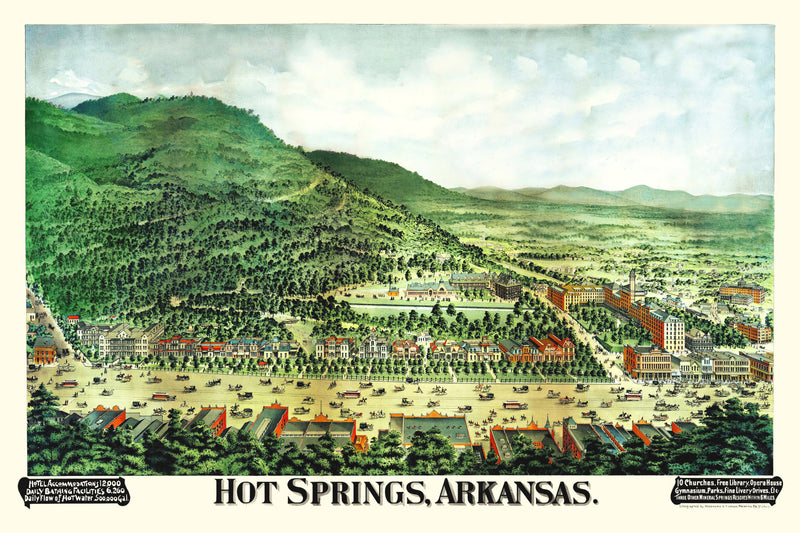 Size comparison using Vintage Map of Hot Springs, Arkansas 1890