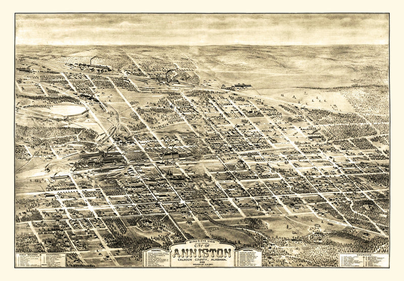Size comparison using Vintage Map of Anniston, Alabama 1903