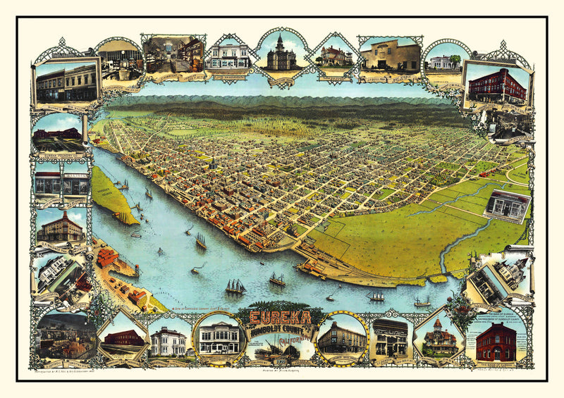 Size comparison using Vintage Map of Eureka, California 1902