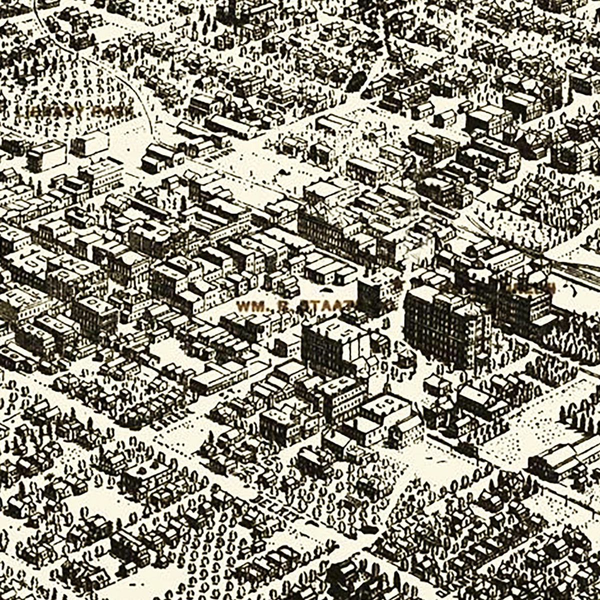 Restored historic details from the 1903 city map of Pasadena, California