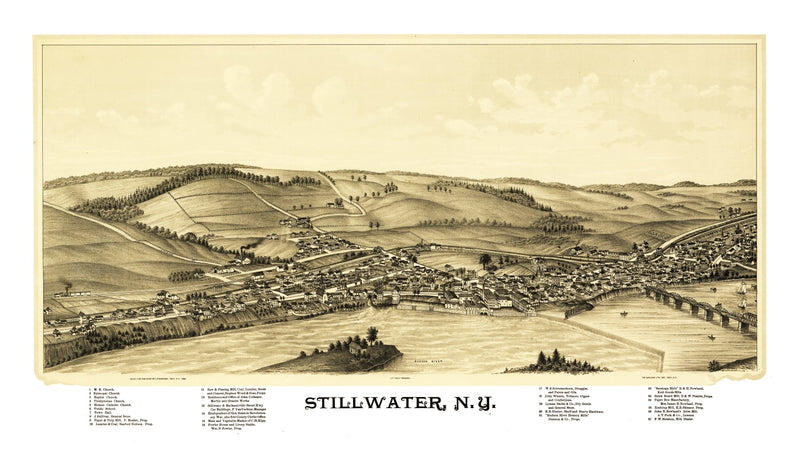 Size comparison using Vintage Map of Stillwater, New York 1889