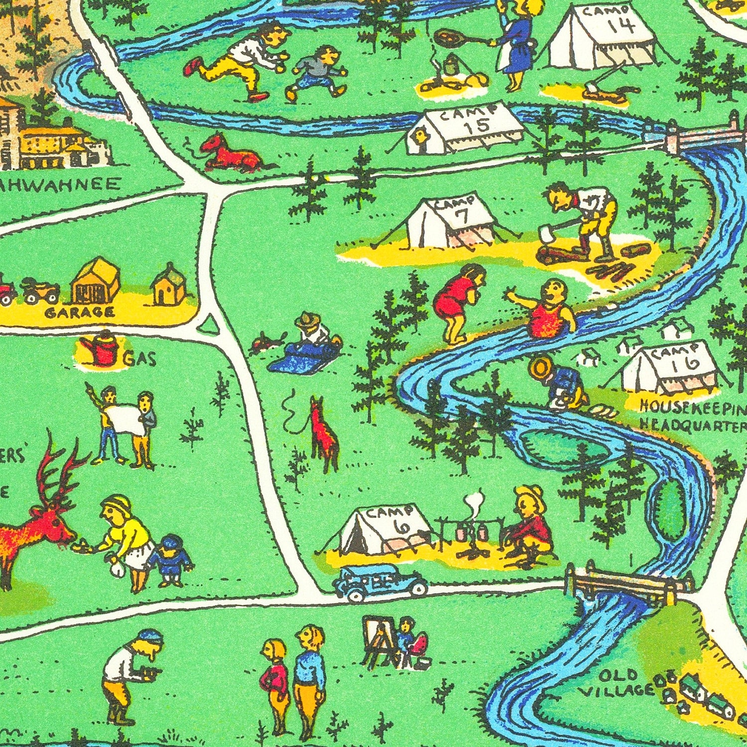 Restored historic details from the 1931 national park map of County, California