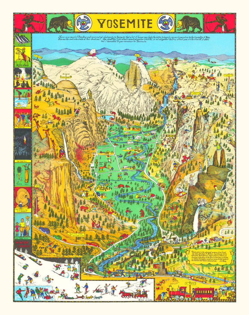 Size comparison using Vintage Map of Yosemite National Park, 1931