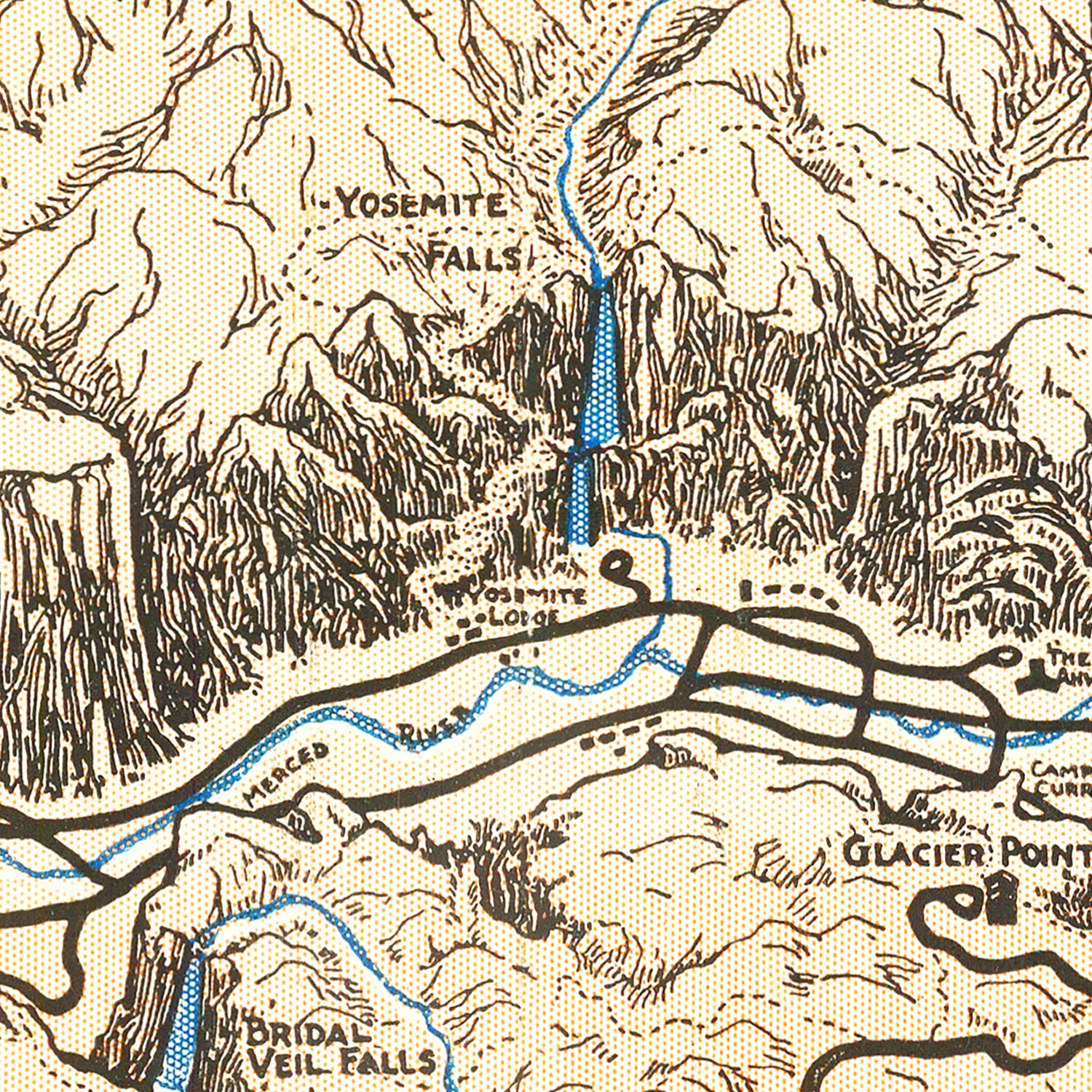Restored historic details from the 1930 national park map of County, California