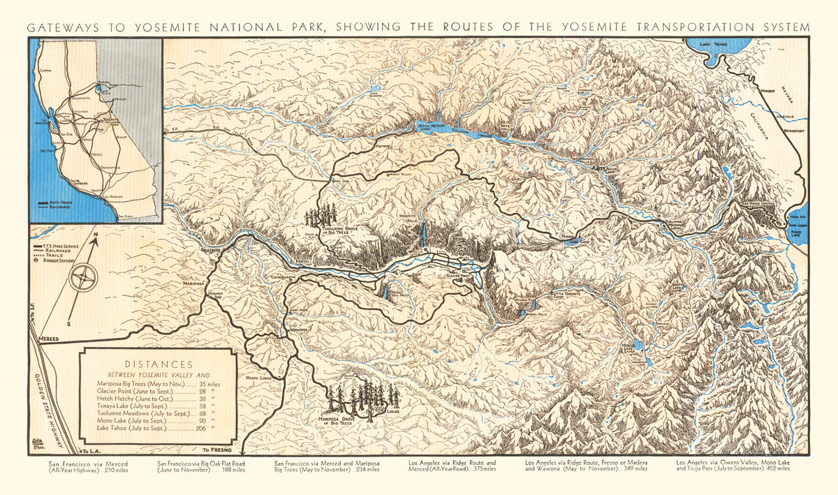 Preview of Vintage Map of Yosemite National Park, 1930