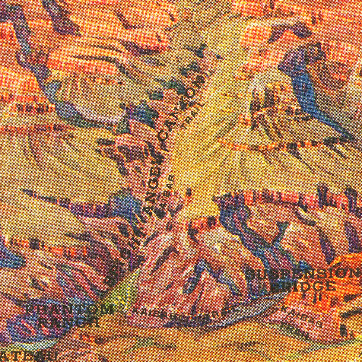 Restored historic details from the 1929 national park map of County, Arizona