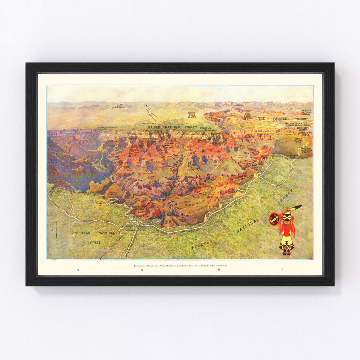 Grand Canyon National Park Vintage Map 1929