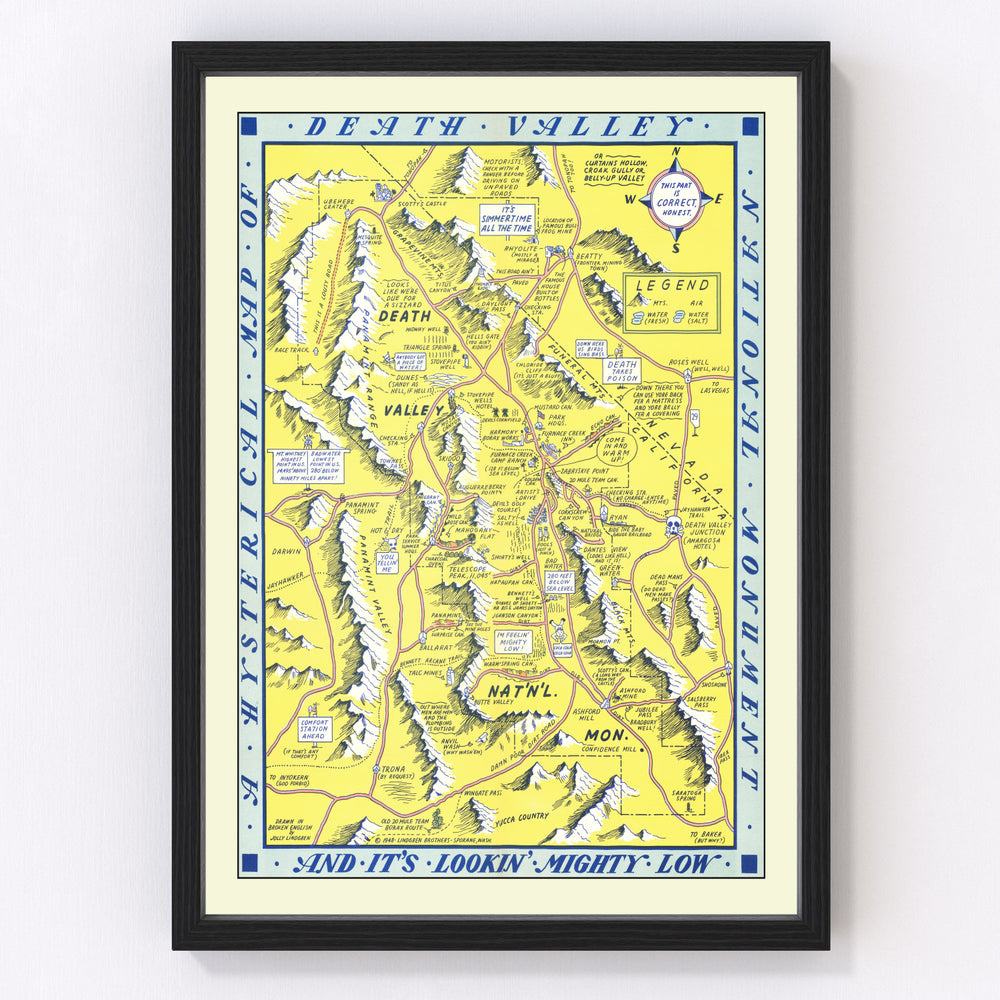 Death Valley Vintage Map 1948