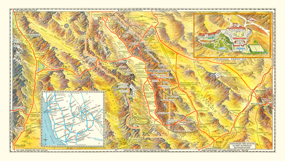Vintage Map of Death Valley National Park, 1934 print style example