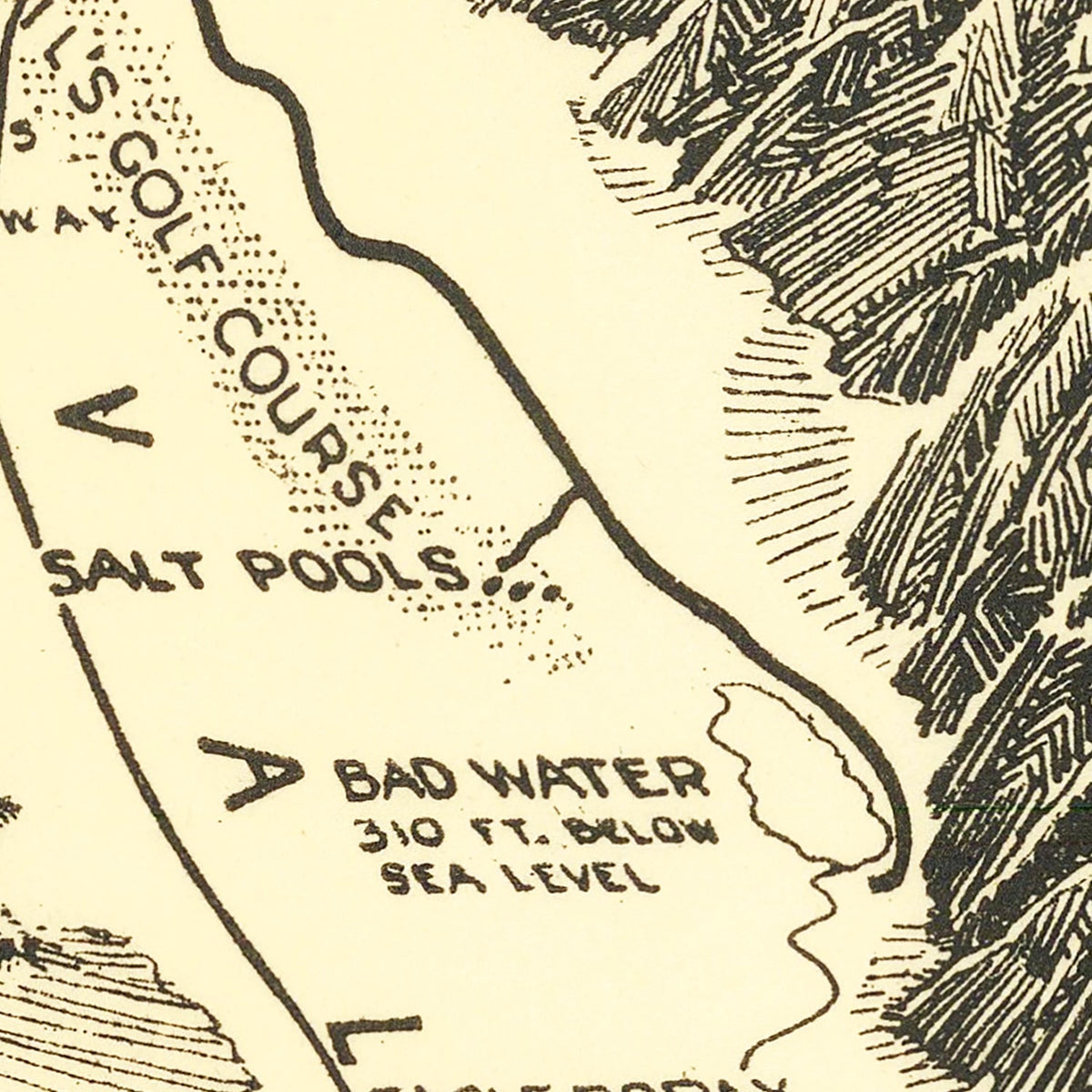 Restored historic details from the 1929 national park map of County, California