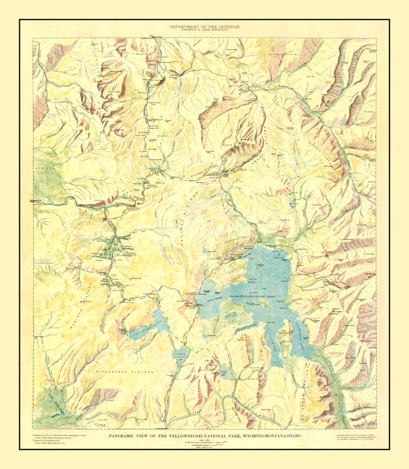 Size comparison using Vintage Yellowstone National Park Map 1915