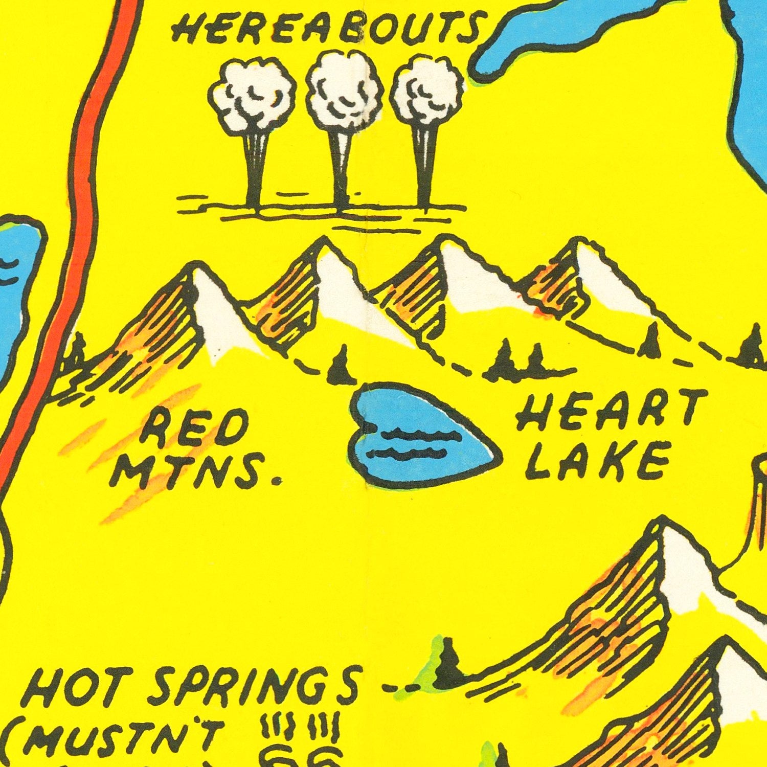Restored historic details from the 1936 national park map of County, Wyoming