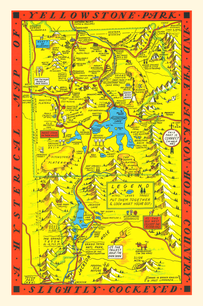 Size comparison using Vintage Map of Yellowstone National Park, 1936