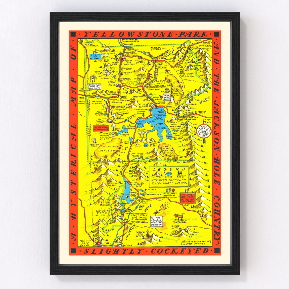 Yellowstone National Park Vintage Map 1936