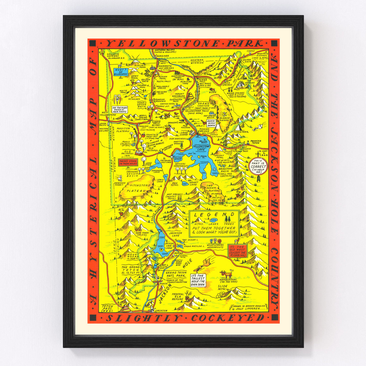 Yellowstone National Park Vintage Map 1936