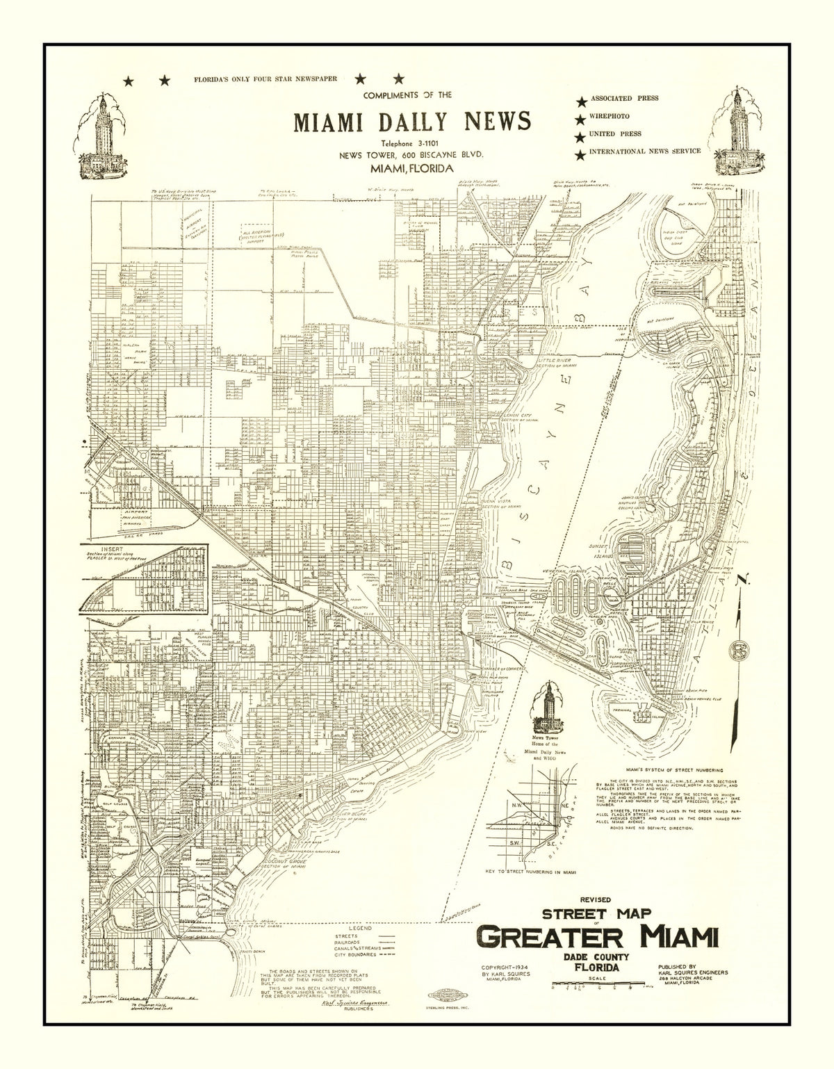 Preview of Vintage Map of Miami, Florida 1934