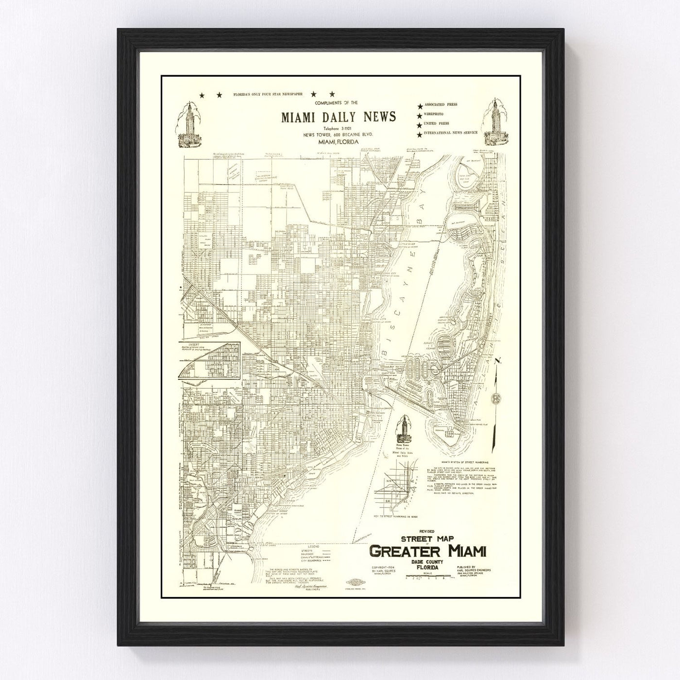 Miami Vintage Map 1934