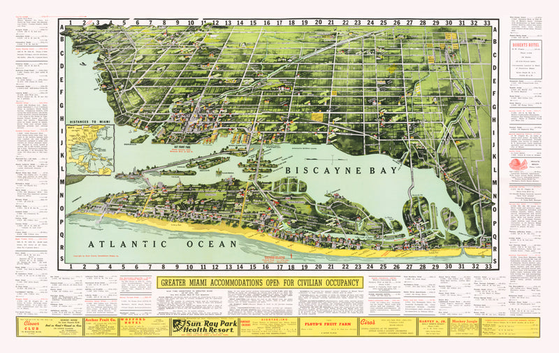 Size comparison using Vintage Map of Miami, Florida 1944