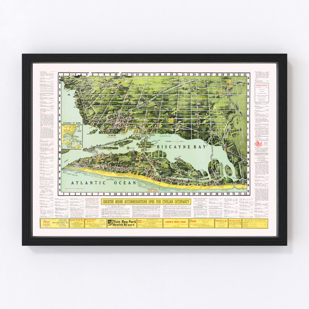 Miami Vintage Map 1944