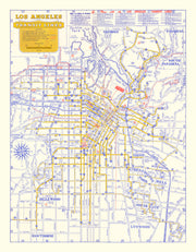 Vintage Map of Los Angeles, California 1946